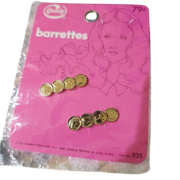 Vintage‎ 1970s Goody "coin" design hair barrette | New in Package - Picture 1 of 4